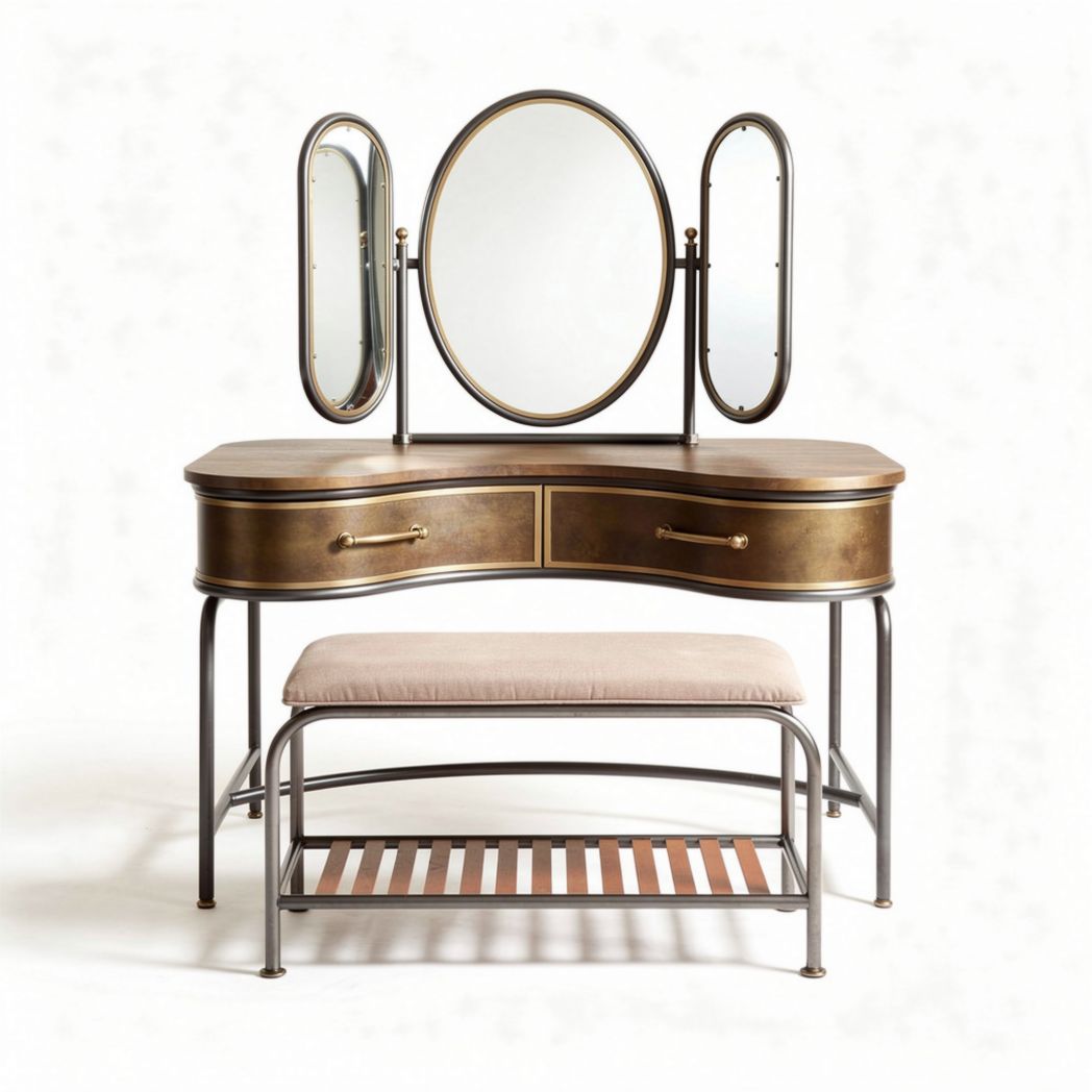 Metal Framed Vanity Table with Mirrors for Personal Grooming – 90 x 40 x 75cm