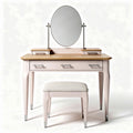 Dressing Table with Mirror and Stool – Suitable for Bedroom Use – Made of Wood and Fabric – 90 x 40 x 75cm