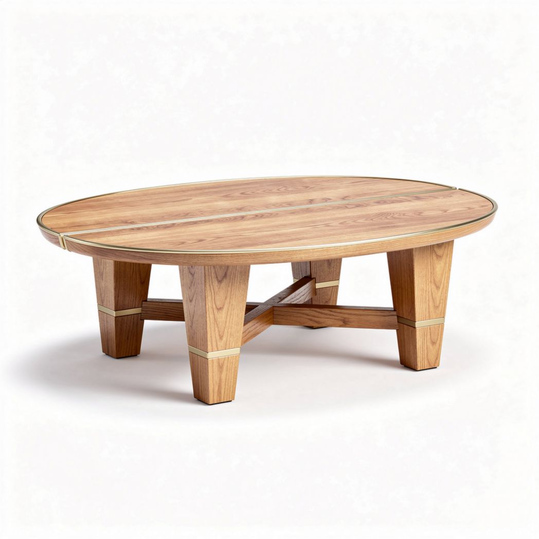 Oval Wooden Coffee Table for Living Room Use, Crafted from Solid Wood, 120 x 80 x 45cm