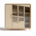 Bamboo Storage Cabinet with Glass Doors for Living Room – 80 x 40 x 75cm