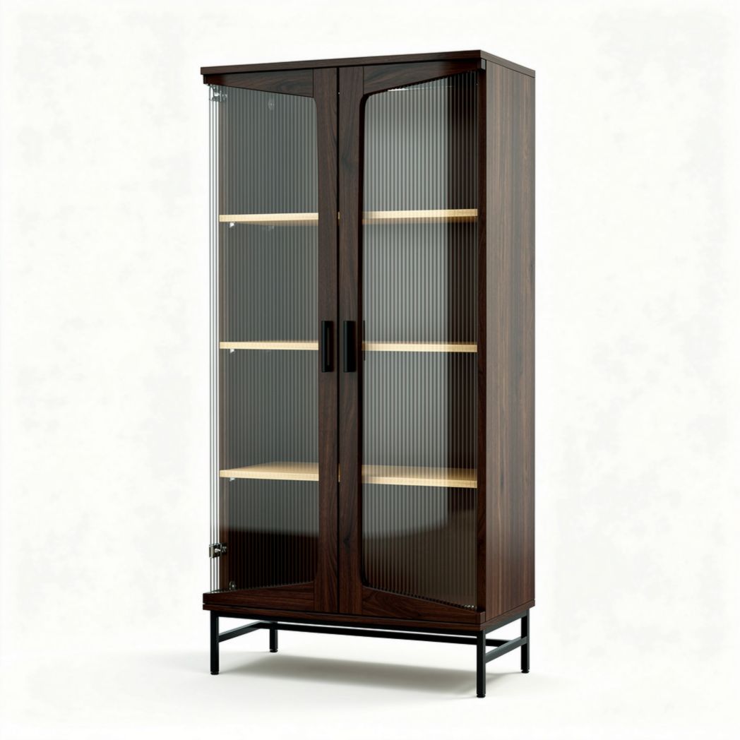 Glass Display Cabinet for Living Room Storage – Glass and Wood – 80 x 40 x 160cm