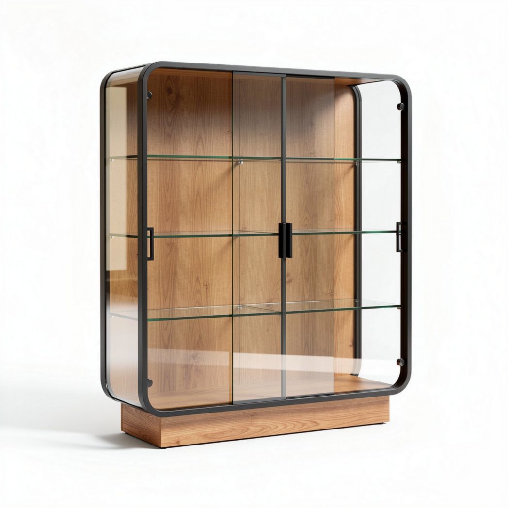 Glass Display Cabinet – Suitable for Home or Office Use – Made of Steel and Glass – 75 x 35 x 130cm