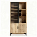 Wooden Display Cabinet with Glass Doors for Living Room Storage – 80 x 40 x 180cm