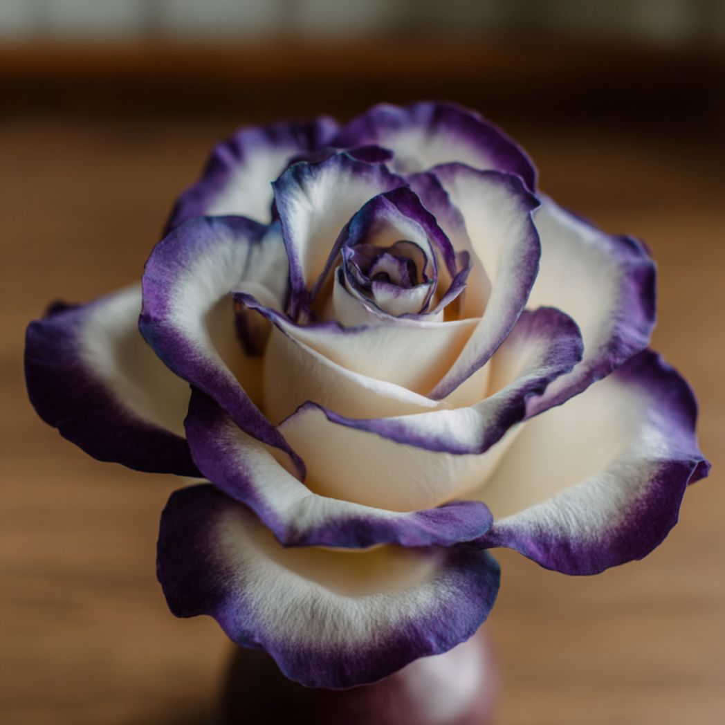 Bicolor Purple-Edged Rose Seeds – 5/10/50 PCS Rare Cream  Violet Petals – Elegant Garden Flower(5 Seeds)