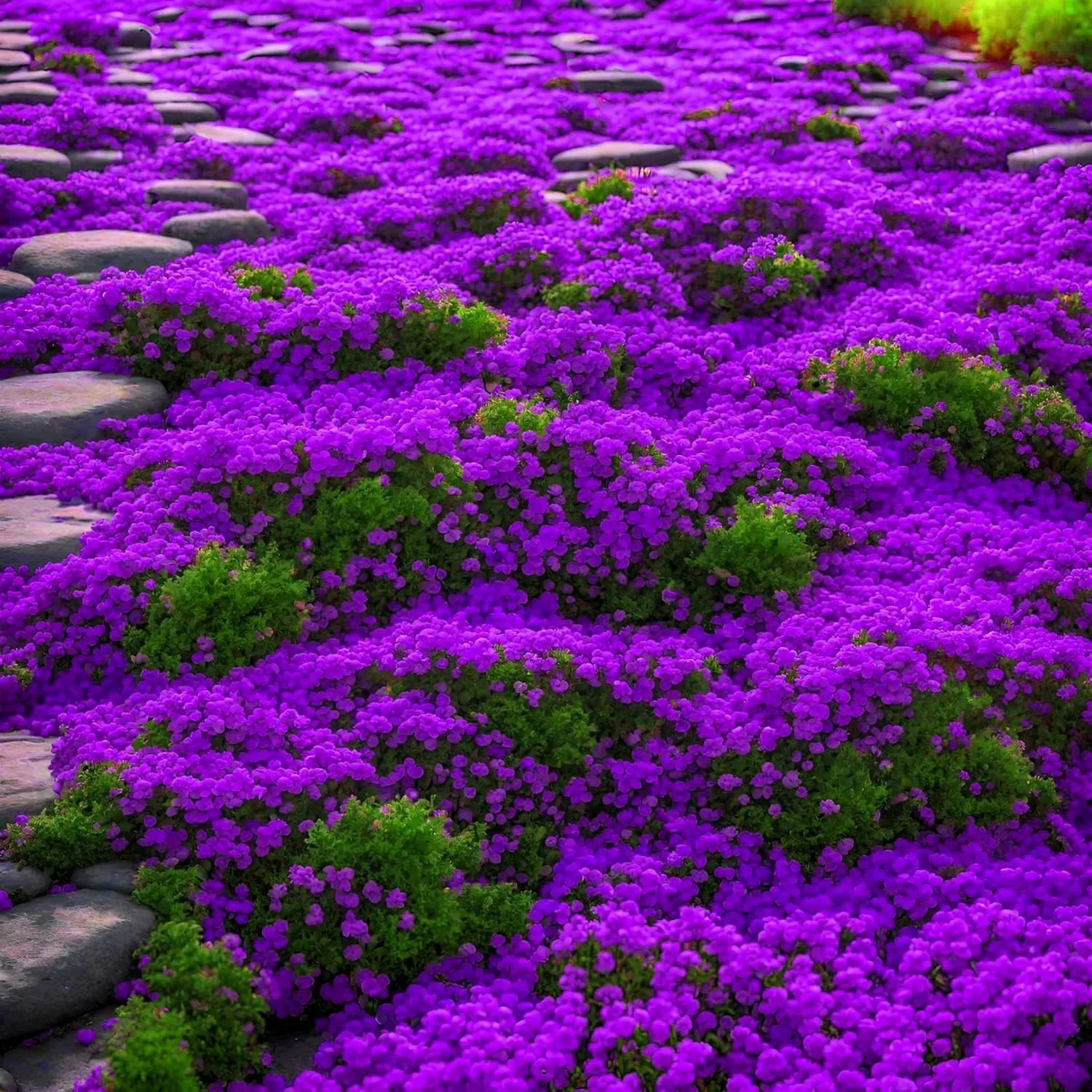 Magic Purple Ground Cover, Creeping Thyme Seeds, Non-GMO Heirloom, Eco-Friendly Gardening(40 Seeds)