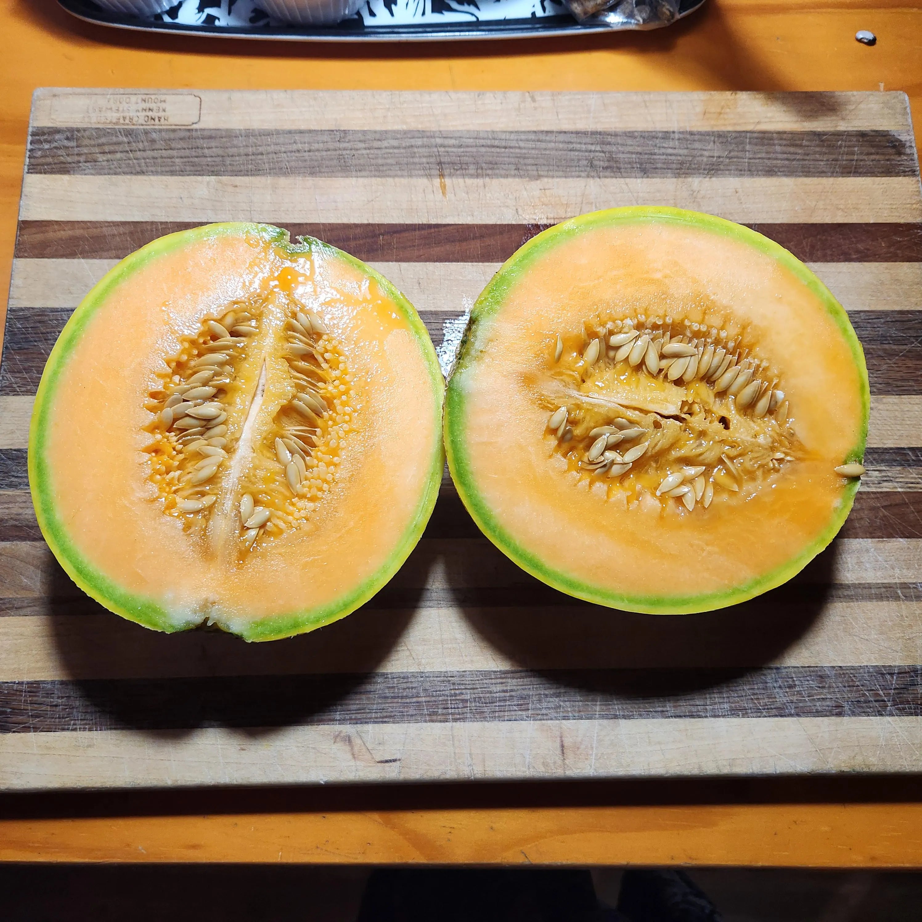 4/20/40 Cantaloupe Seeds Trifecta × Edisto  – Sweet Heirloom Muskmelon, Orange Fleshed Fruit – Organic, Non-GMO Seeds, Open Pollinated(4 Seeds)